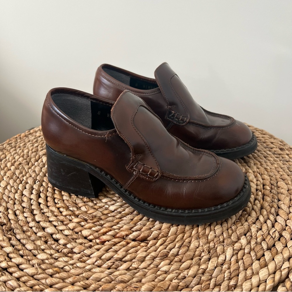 Y2k Express Chunky Brown Leather Loafers